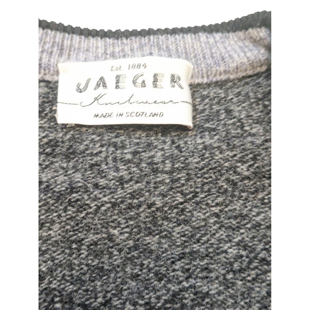 Vintage Jaeger Sweaterβ Men's L Lambswool Gray Argyle V-Neck Scotland Warm - Picture 6 of 11